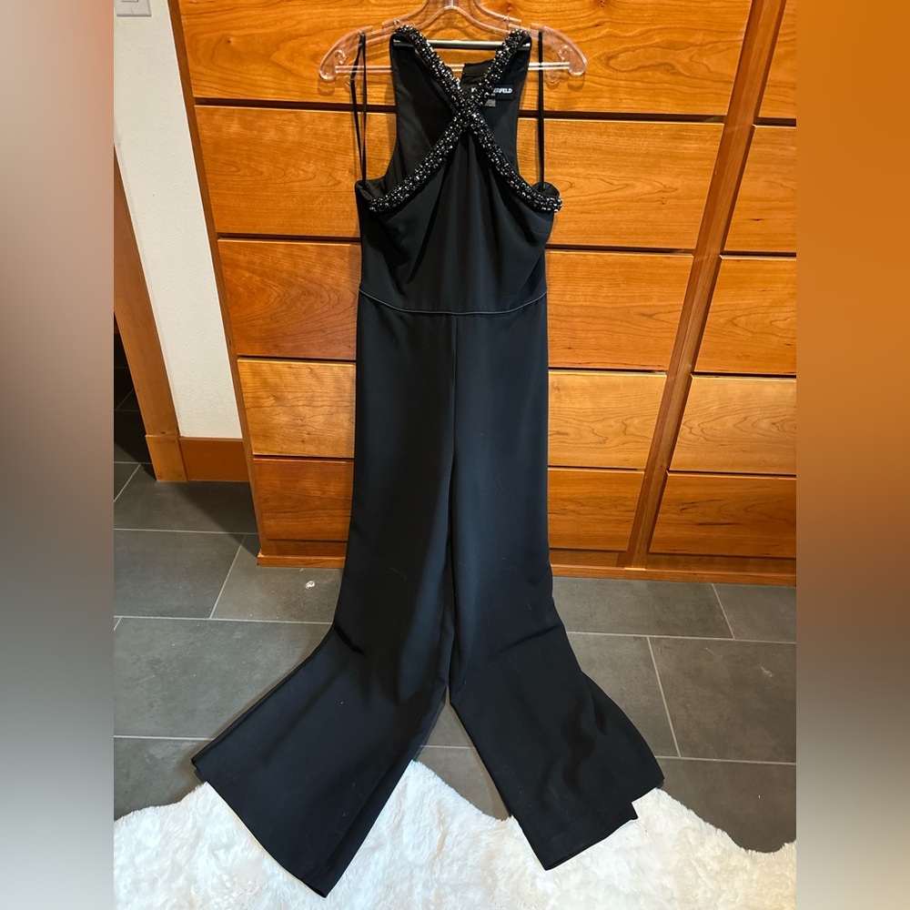 Karl Lagerfeld Black Wide Leg Jumpsuit